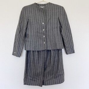 VALENTINO GARAVANI 2-Piece Vintage Wool Pinstriped Jacket and Skirt Set SZ 6
